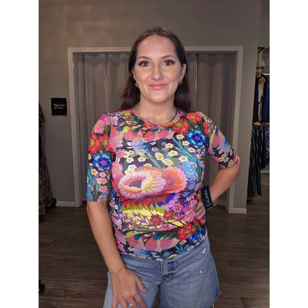 NEW APNY printed mesh top in multicolor